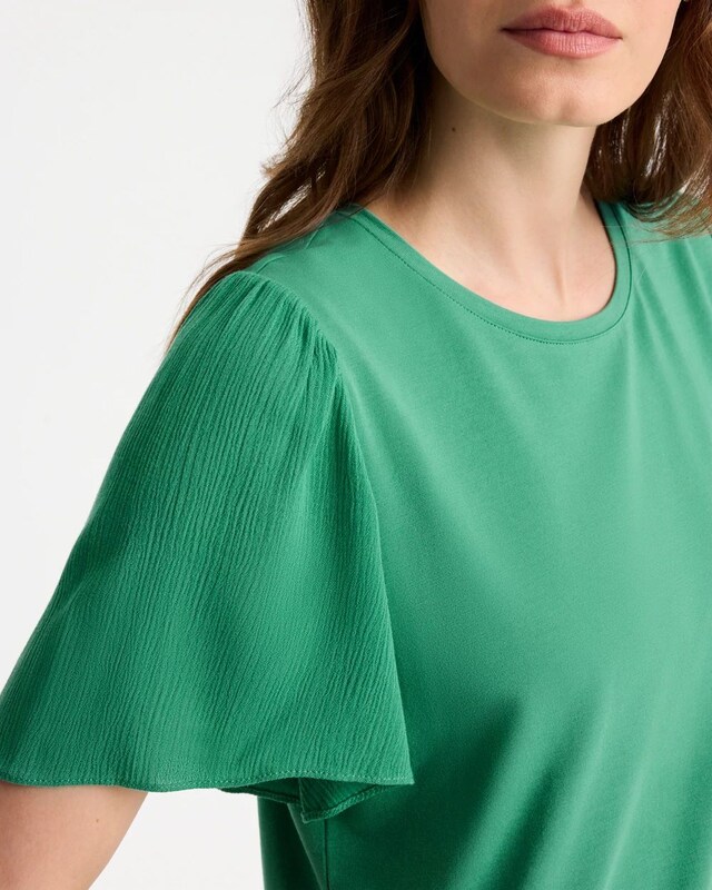 Gauze Sleeve Soft-Stretch Tee - image 4